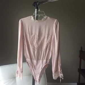 Blush Lace Blouse Bodysuit
